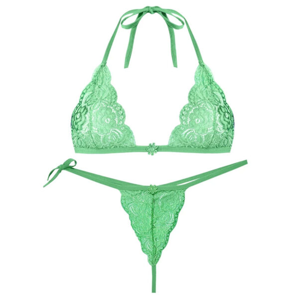 paniz set model 9043 panty green womens lace up bra 3