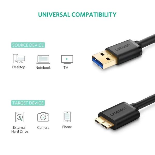 کابل تبدیل USB به Micro B 3.0 یوگرین US130 مدل 10843 طول 2 متر