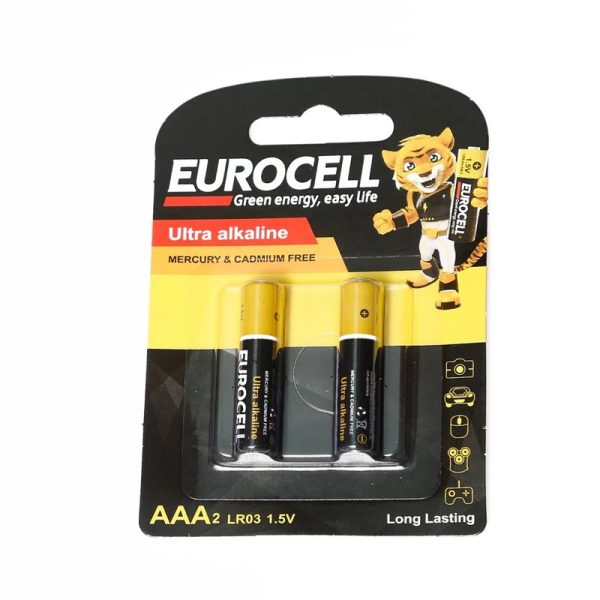 باتری نیم قلمی آلکالاین LR03 پک 2 عددی یوروسل