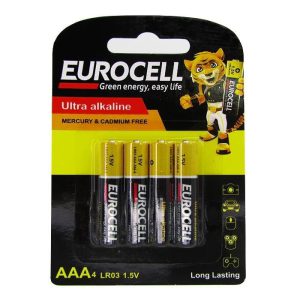باتری نیم قلمی آلکالاین LR03 پک 4 عددی یوروسل